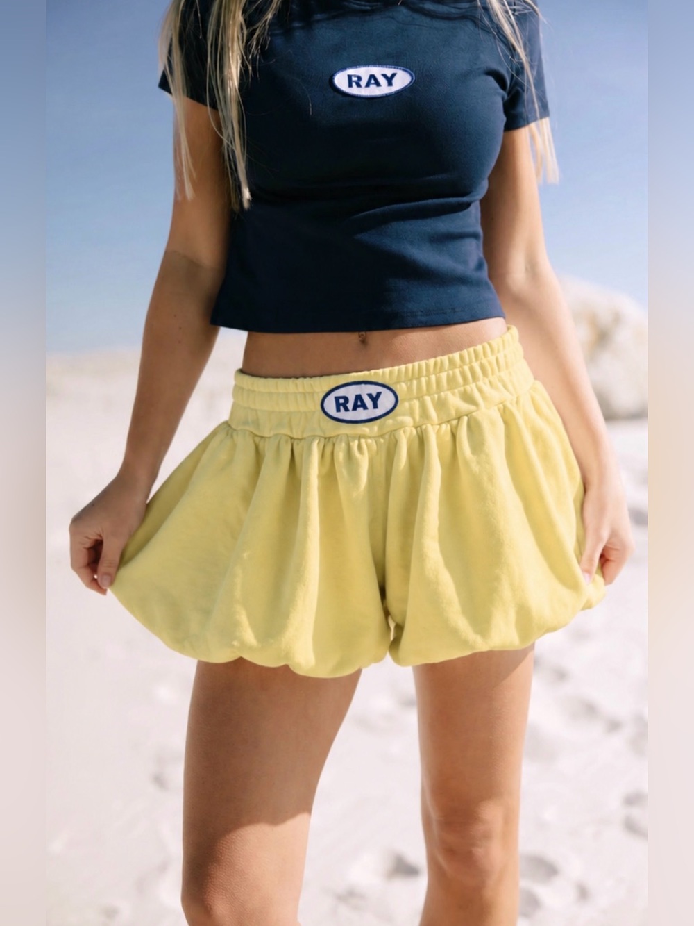 RAY Yellow 🔥 Bubble Skort Shorts Size Small Cotton Built In Shorts Trendy